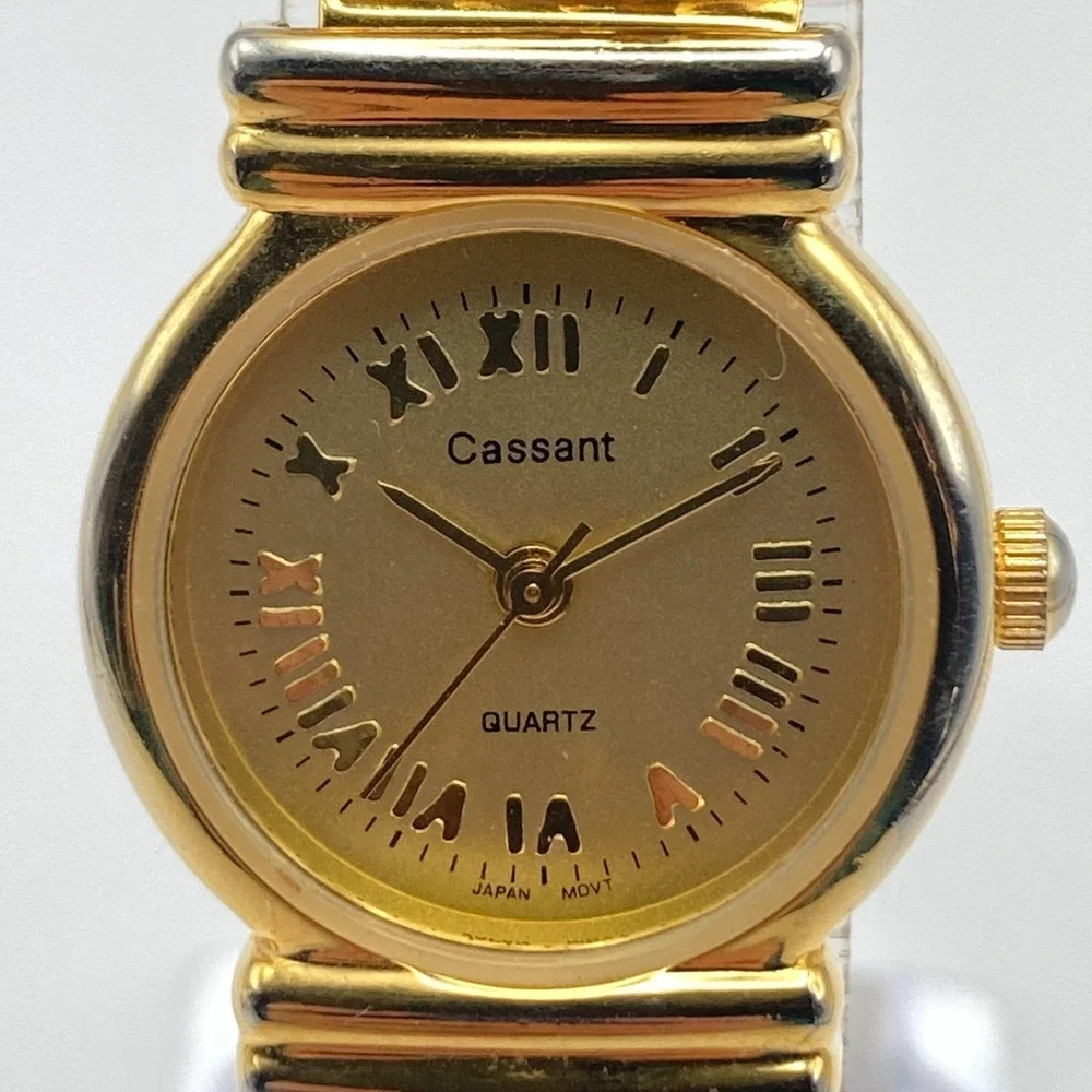 Cassant Womens Watch 22mm Gold Tone Elephant Slide Charms New Battery 6.75
